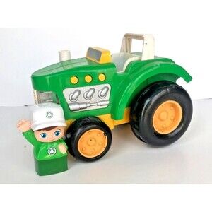 My First Vehicle Green Tractor Toy Plastic Push Toy Plus Figure Play -Untested